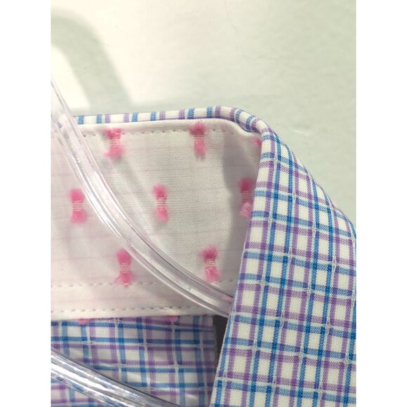 NWT Quieti Men's Large Shirt Blue & Purple Checkered Pattern 100% Fine Cotton - Picture 11 of 12